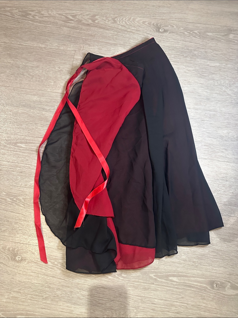 Double sided Red and Black Dance Wrap Skirt. Preowned